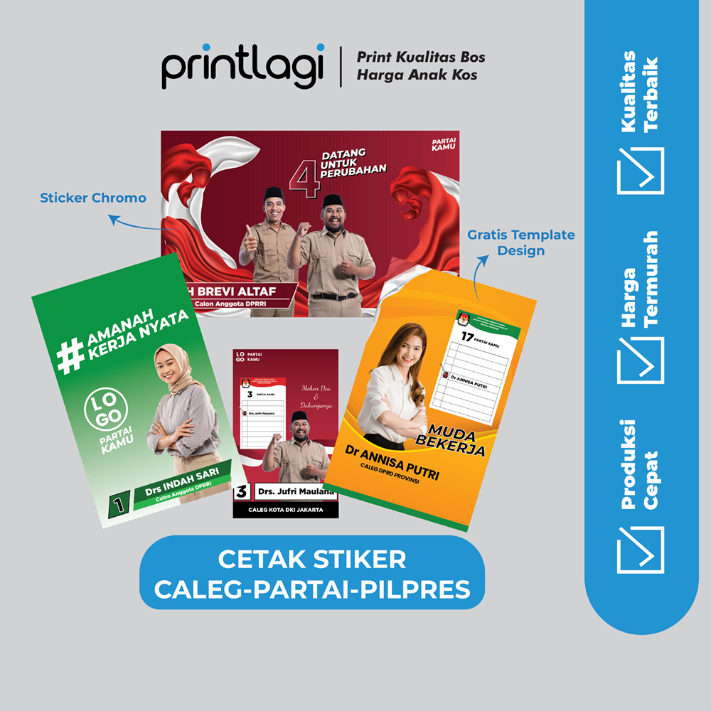 Cetak Stiker Caleg Partai Kampanye Gratis Desain Template / Stiker Pemilu Pilpres / Stiker Pilpres /