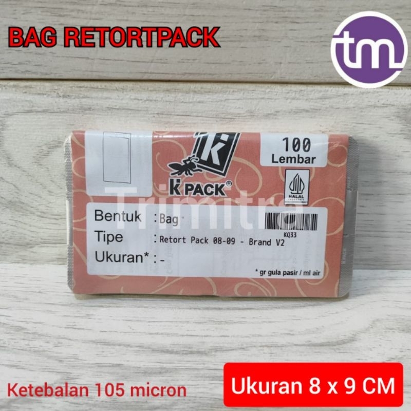 BAG RETORTPACK 8X9 CM PLASTIK KEMASAN RETORT TAHAN PANAS REBUS MICROWAVE FROZEN FOOD KPACK
