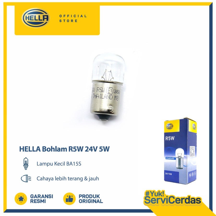 HELLA Lampu Mobil Sein Mobil R5W 24V 5W K1 10pcs - Lampu Sein Premium Untuk Tipe Mobil Truk