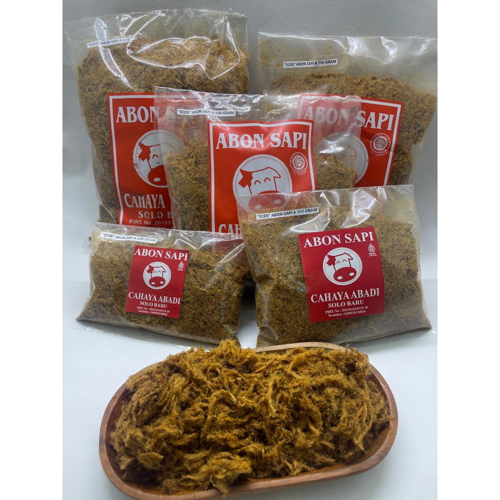 

ECER (100gr, 250gr, 500gr, 750gr, 1kg) Abon Sapi "A" Cahaya Abadi