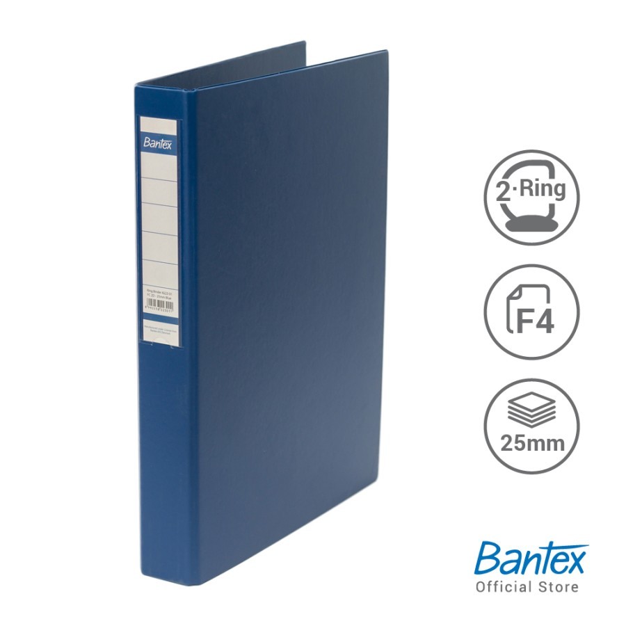 

Bantex Ring Binder 2 Ring 25mm Folio F4 Blue