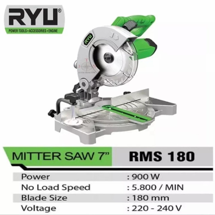 Miter Saw RYU RMS 180 Mesin Potong Aluminium 7 Inch