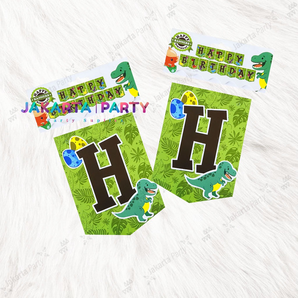 Banner Happy Birthday Dinosaurus / Bunting Flag Karakter DinoSaurus / Banner Dino / Banner Animal