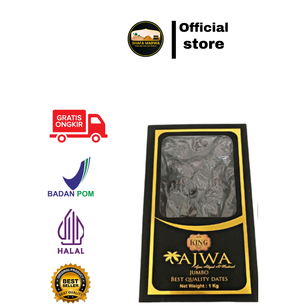 

Kurma King Dates Ajwa Jumbo 1 Kg | Kurma Ajwa No.1 Kualitas Terbaik Kurma Nabi