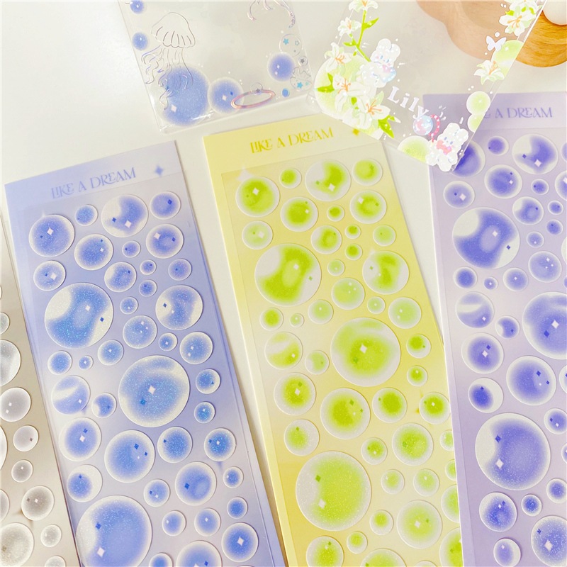 

✨EG-Glitter Bubble Stickers Diy stiker Stiker Foto Dekoratif Stickers Laser Single Glitter Hologram Motif-Eghrerr