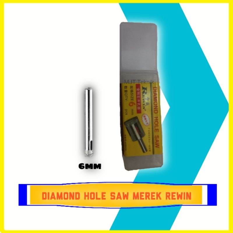 Mata Bor Kaca Keramik Granit Marmer Diamond Hole Saw Merek Rewin 6mm Asli Original