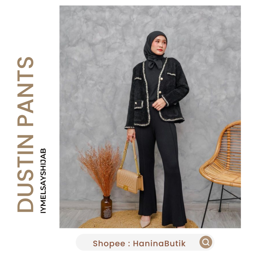 (𝗦𝗜𝗔𝗣 𝗞𝗜𝗥𝗜𝗠) DUSTIN PANTS by IYMELSAYSHIJAB | CELANA KNIT WANITA FLARE JUMBO | CELANA WANITA | CELAN