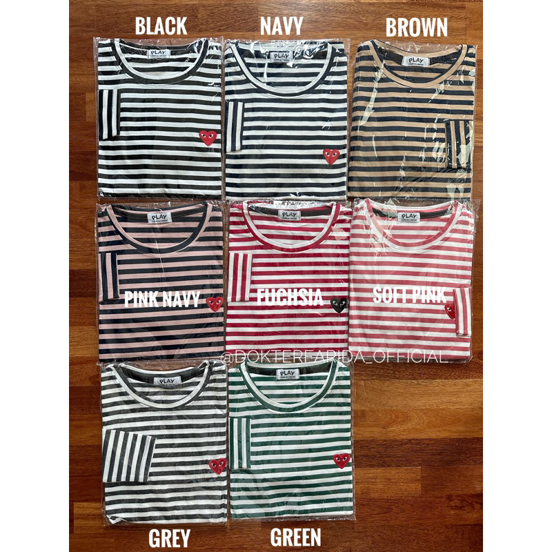Brand Pla* Kaos CDG Stripe Lengan Panjang