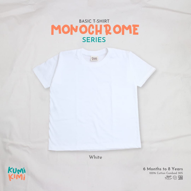 [KUMI KIMI] KAOS POLOS ANAK PREMIUM / KAOS ANAK / BAJU ANAK / WHITE / PUTIH