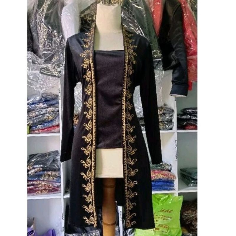 Kebaya KutuBaru Bludru Motif Bordir Stik Panjang