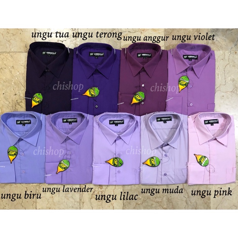 KEMEJA PRIA GREENFALO-KEMEJA POLOS LENGAN PANJANG PRIA WARNA UNGU / UNGU MUDA / UNGU LAVENDER / UNGU