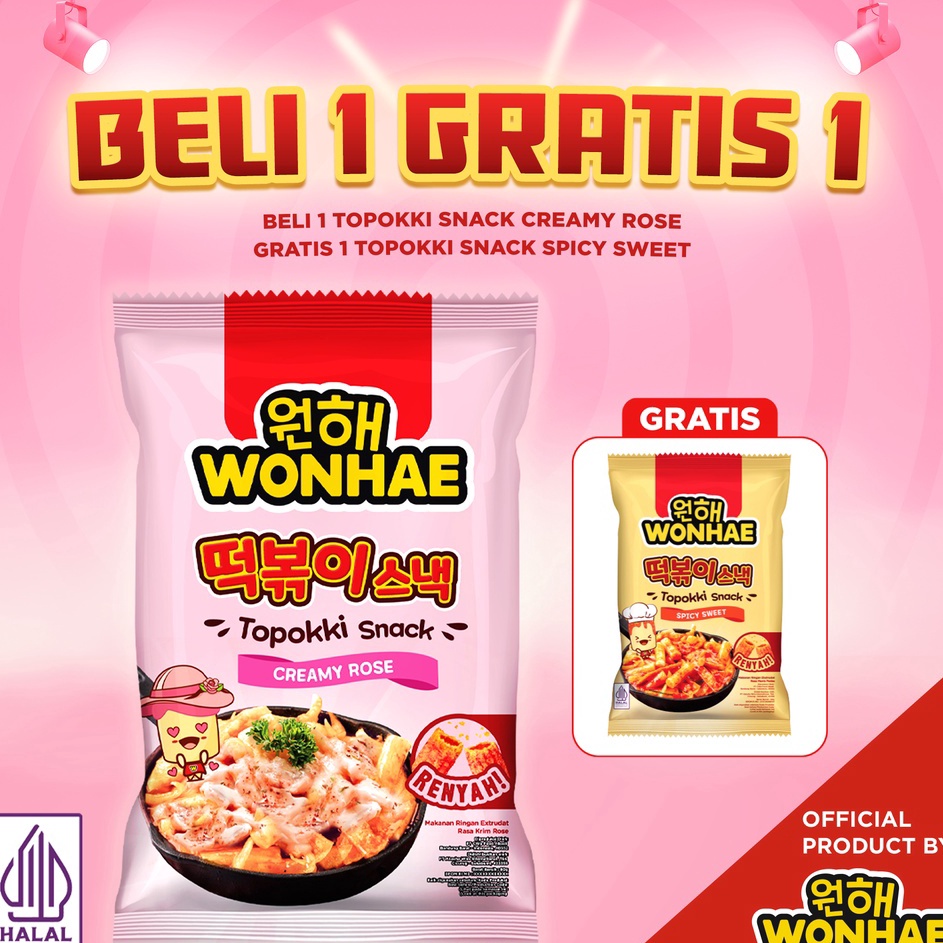 

Best Product BELI 1 Wonhae Topokki Snack Creamy Rose 80 gr GRATIS 1 Topokki Snack Sweet & Spicy 80 gr by Mujigae Official Store