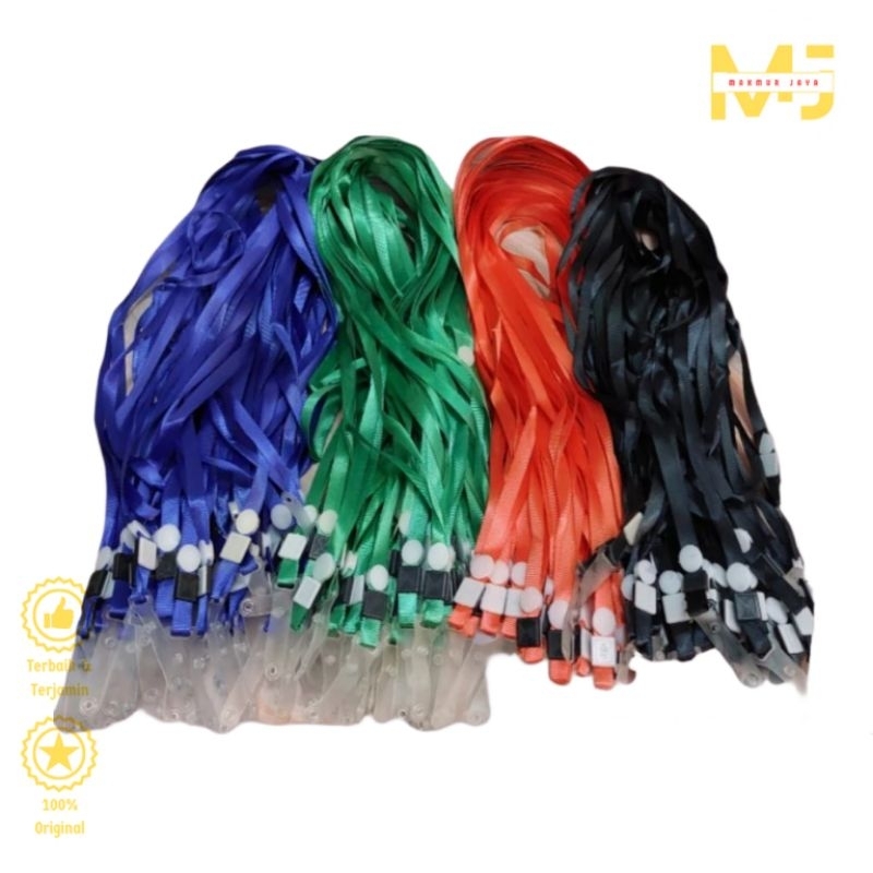 

100pcs Gantungan Tali ID Card Nylon Lanyard 1cm Model Kancing Jepit