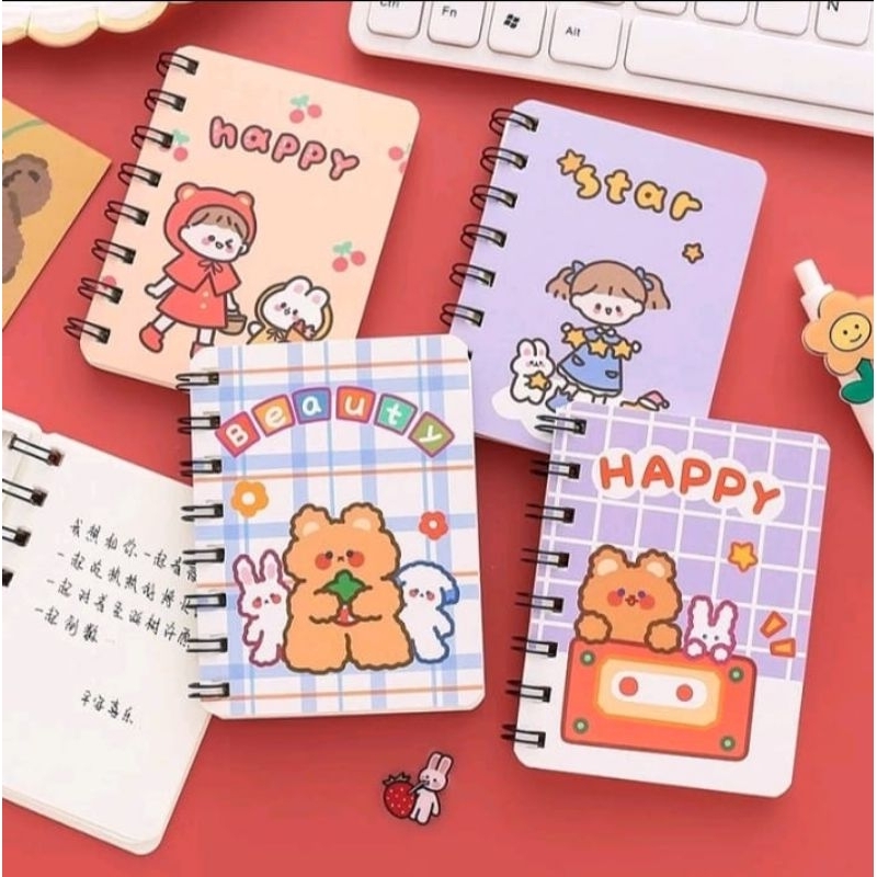

Buku Notebook Ring Motif Kartun Buku catatan Memo Spiral Buku Tulis