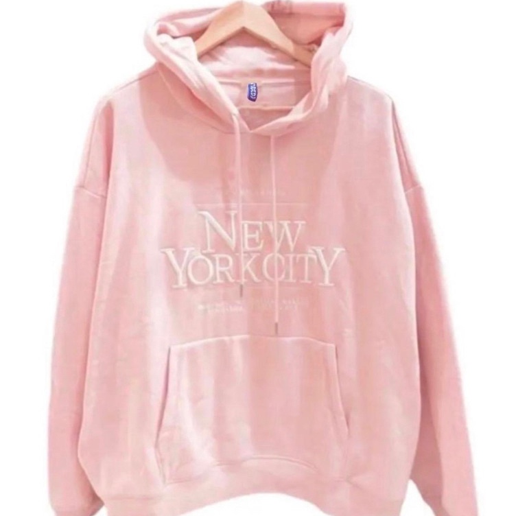 HOODIE HM NYC PINK BORDIR NEW