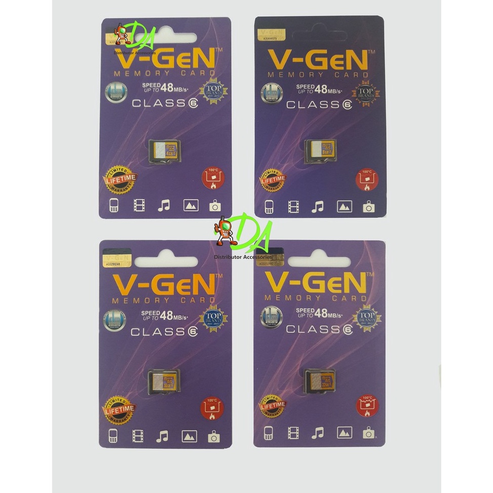 New Deal Micro SD VGen 4Gb / 8Gb / 16Gb / 32Gb / 64gb / 128 gb class 6 original Vgen garansi lifetim