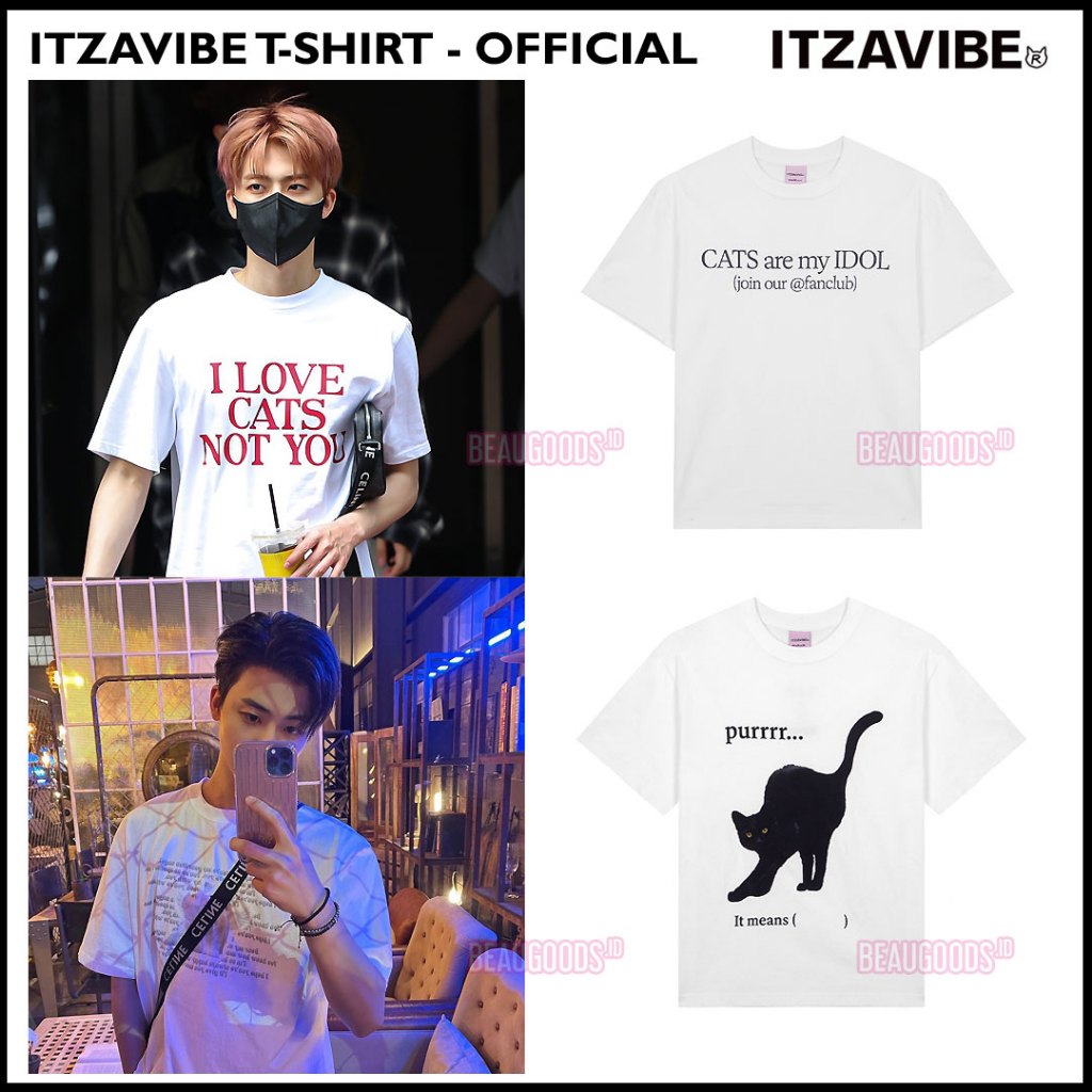 READY STOCK - ITZAVIBE T-shirt Collection - Cats Are My Idol / Angel Cat / I Love Cat Red Lettering 