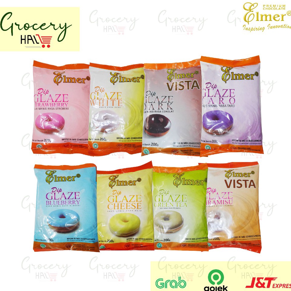 

Promo Sale ELMER DIP GLAZE 200 GR [ dark choco / tiramisu / cheese / strawberry / milk / greentea / taro ]