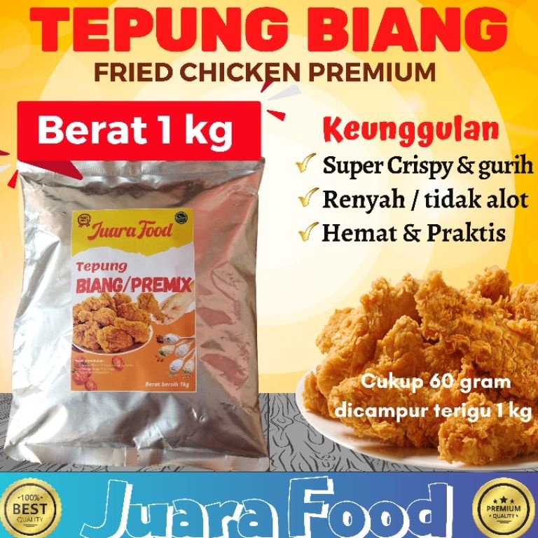 

Ekstra benefit TEPUNG BIANG fried chicken premium 1 kg juara food bumbu inti premix