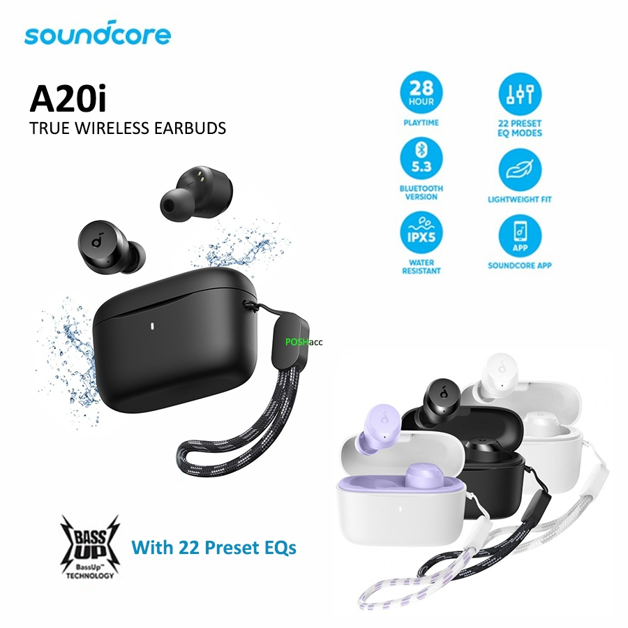 Anker Soundcore A20i TWS Earbuds Bluetooth 5.3 Ekstra-BASS IPX5 Noise Reduction Algoritma Al 2-mic -