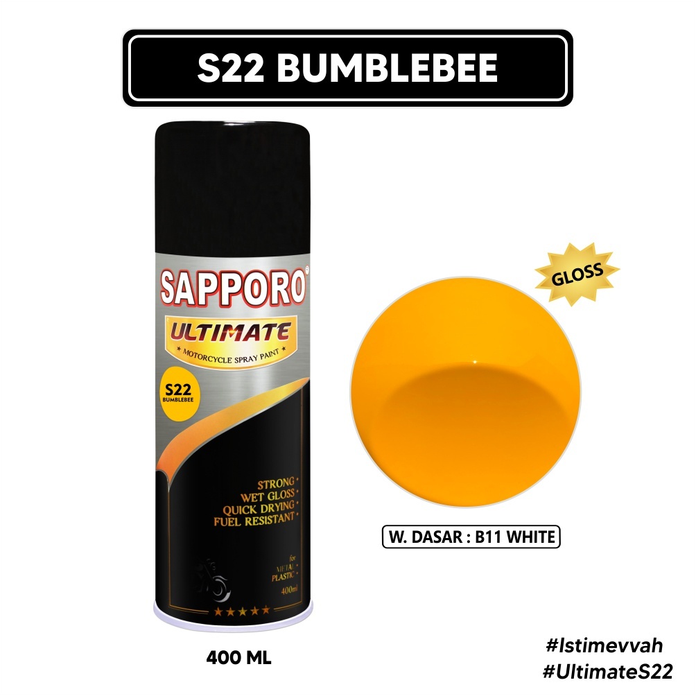 Cat Sapporo Ultimate S22 Bumblebee / Sapporo Ultimate / Cat Semprot / Cat Aerosol Terbaik / Sapporo 