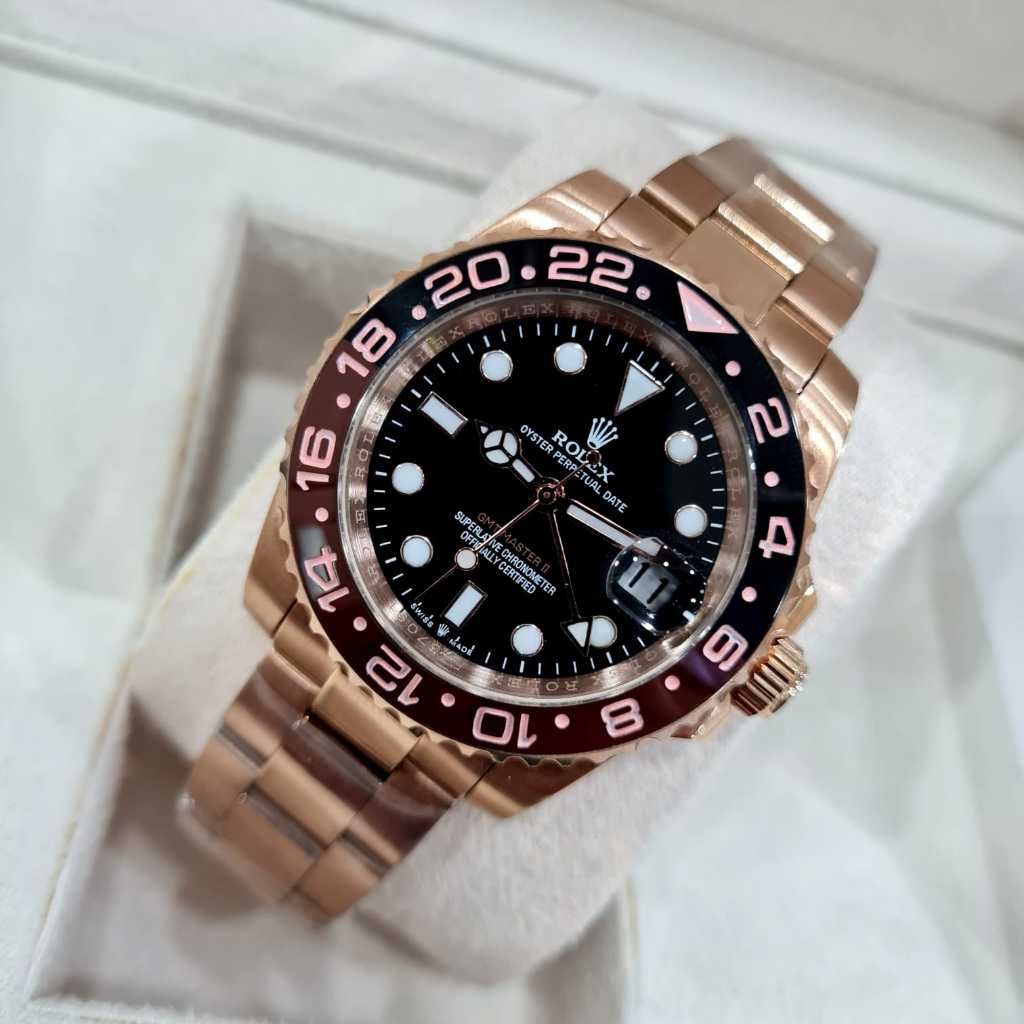 Jam Tangan Pria Rolex GMT Master II Automatic Stainless Gold Original