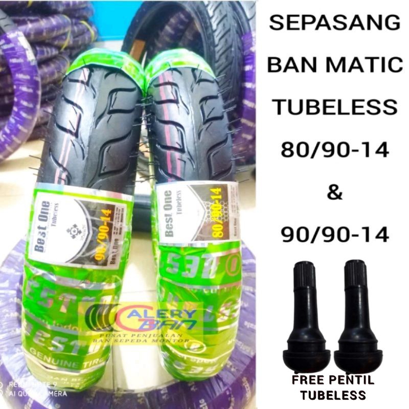 sepasang 2 ban matic tubeles bestone 80/90-14 dan 90/90-14 ban ring 14 ban metic ban tubeles ban mon
