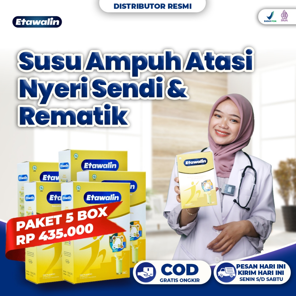

Etawalin 5 Box Original Susu Terapi Herbal - Mengatasi Radang Nyeri Sendi & Otot Asam Urat Rematik dan Bantu Jaga Kepadatan Tulang Alami