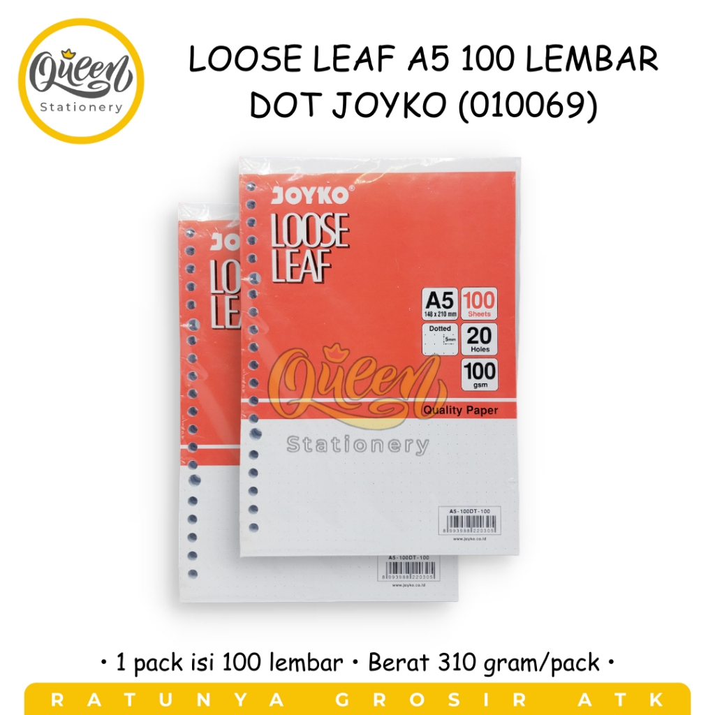 

1 PACK LOOSE LEAF A5 100 LEMBAR DOT JOYKO ISI REFILL MAP BINDER (010069)