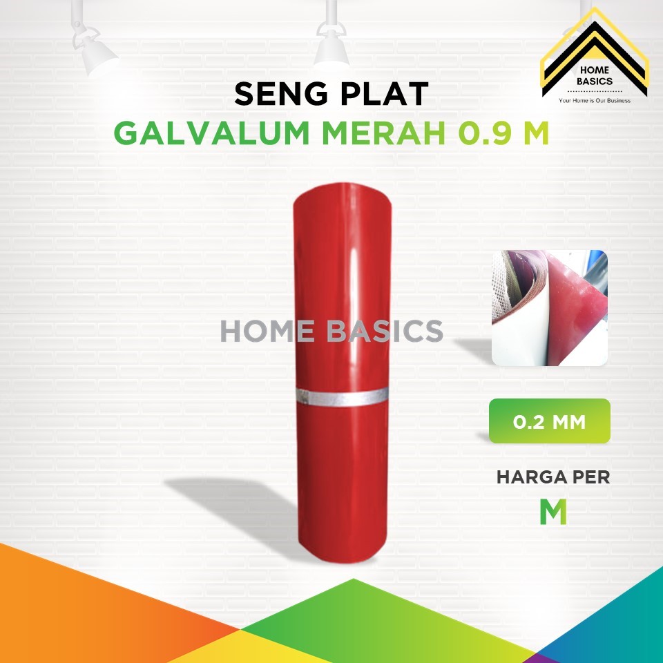 Seng Plat Galvalum Merah 90 Cm Meteran / Seng Talang - 0.2 mm