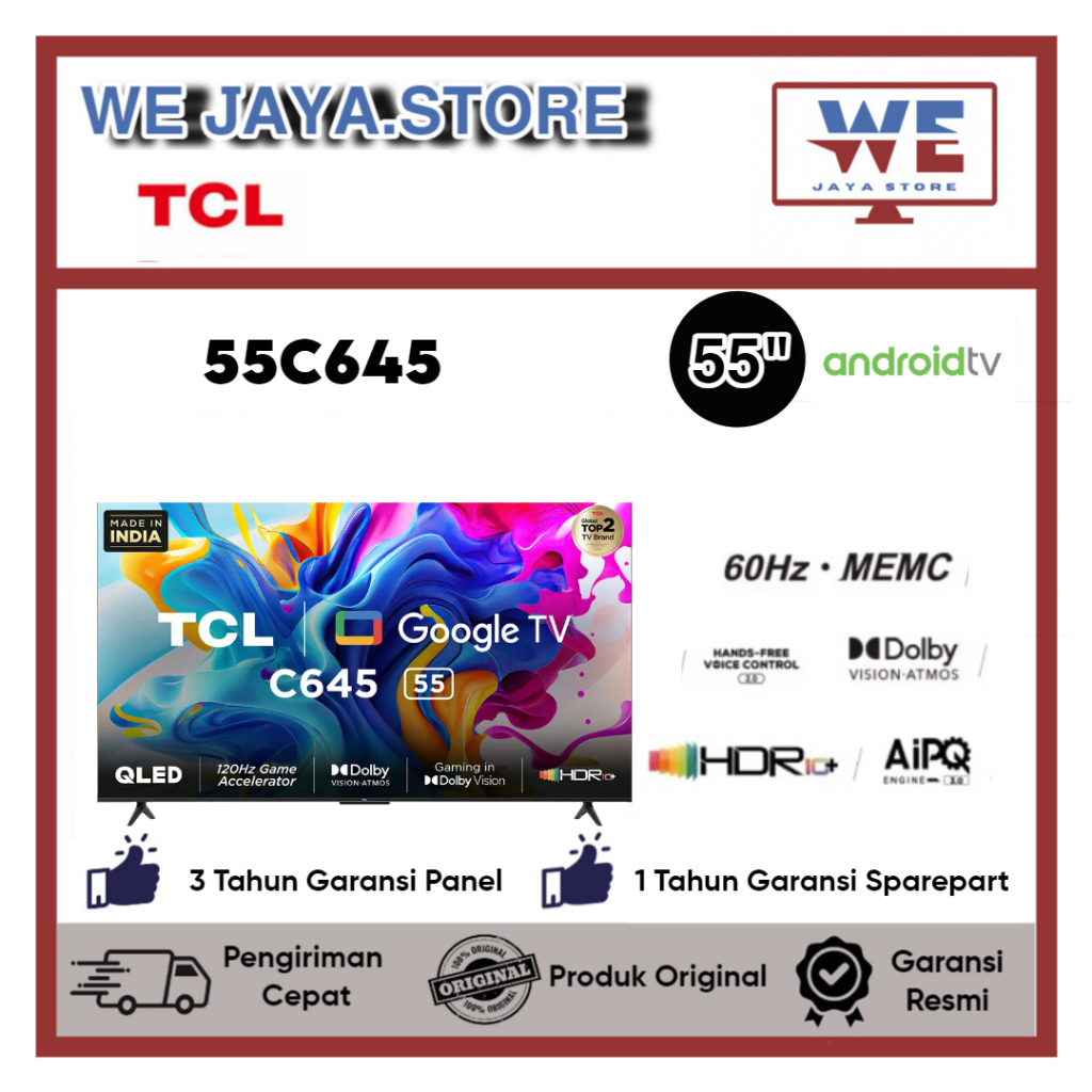 TV LED TCL 55C645 LED TCL 55 Inch QLED TCL 4K Android 11 Series