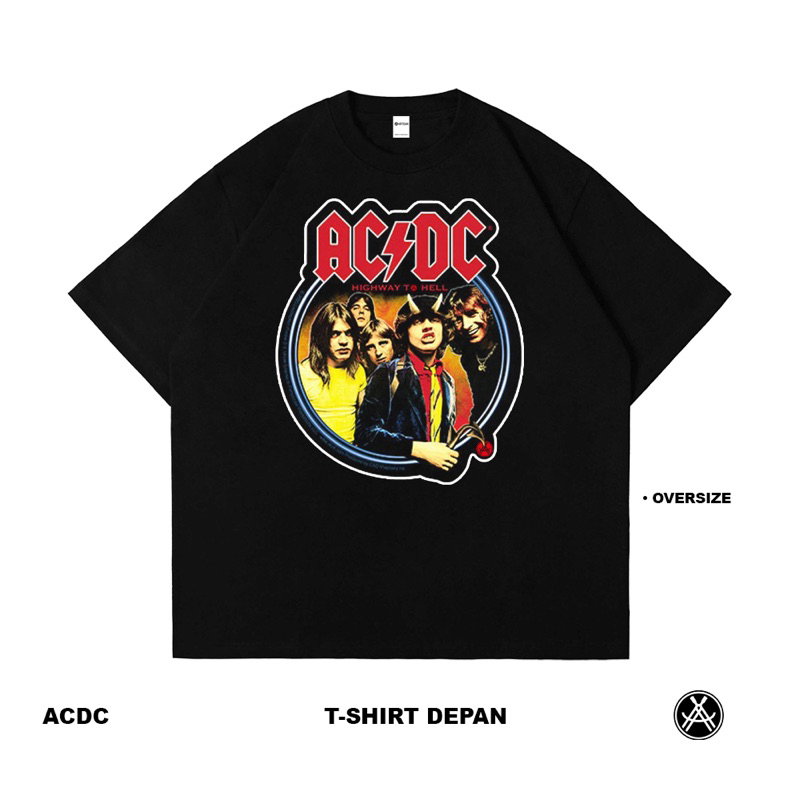 Artisan T-Shirt ACDC Kaos Oversize Hitam Katun Combed