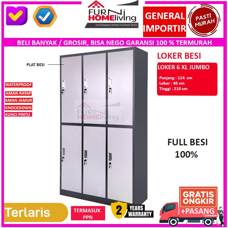 Loker Besi 6 Pintu + Gantungan Baju AKL06 JUMBO XL