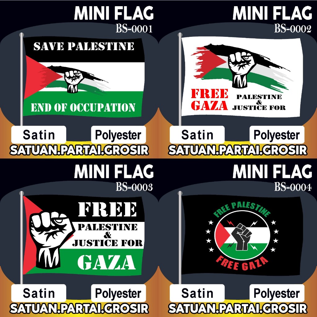 Bendera Palestina Free Palestine Free Gaza V.01 / Cetak Mini Flag Palestina / Bendera Kain Full Prin