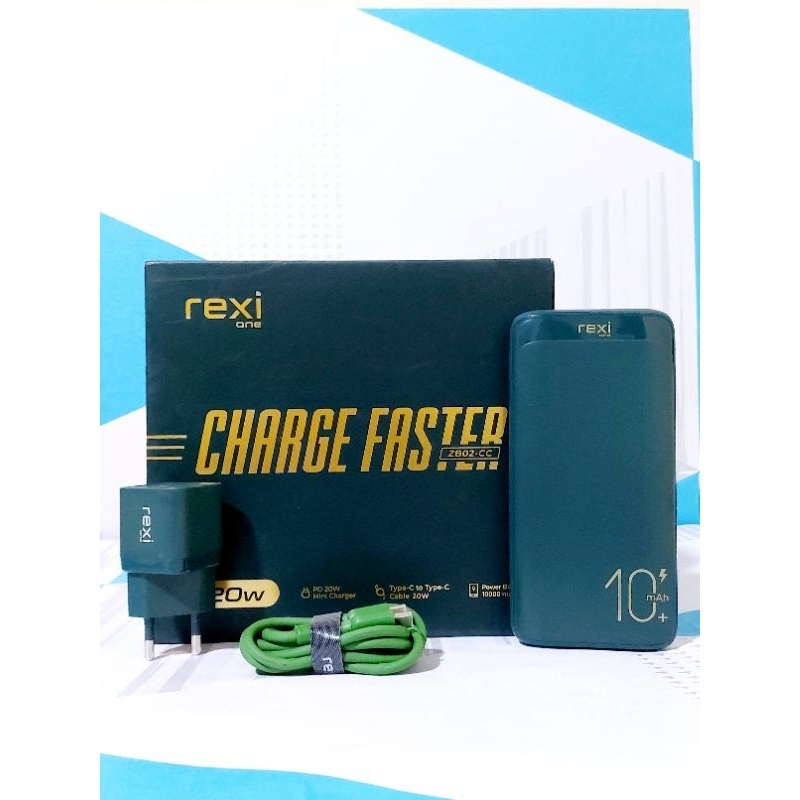 REXI ZB02-CC Charging Set 20W 3A + CABLE C To C + Power Bank 10.000 mAh