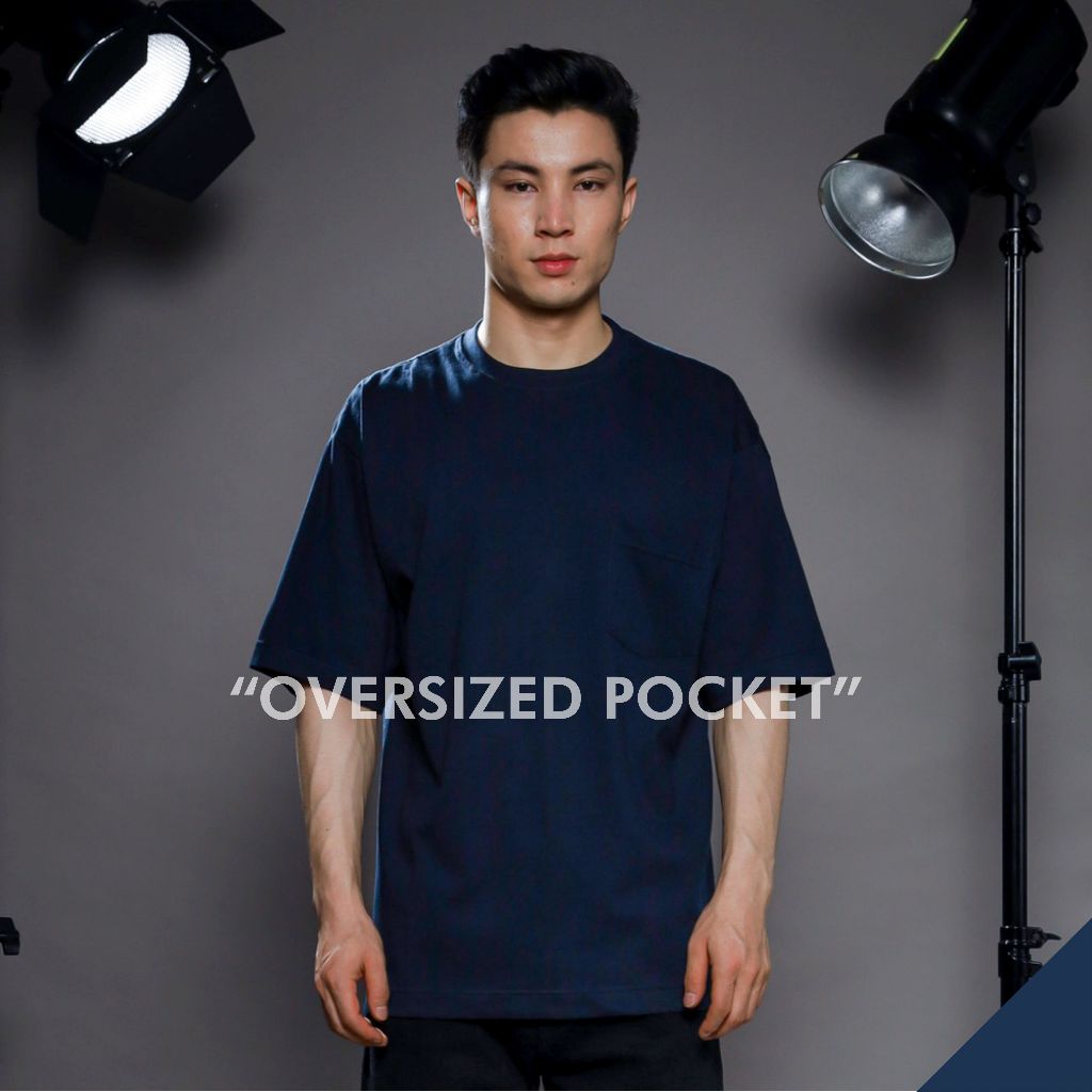 REASER Oversize Pocket Tees Kaos Polos Saku - Navy Blue