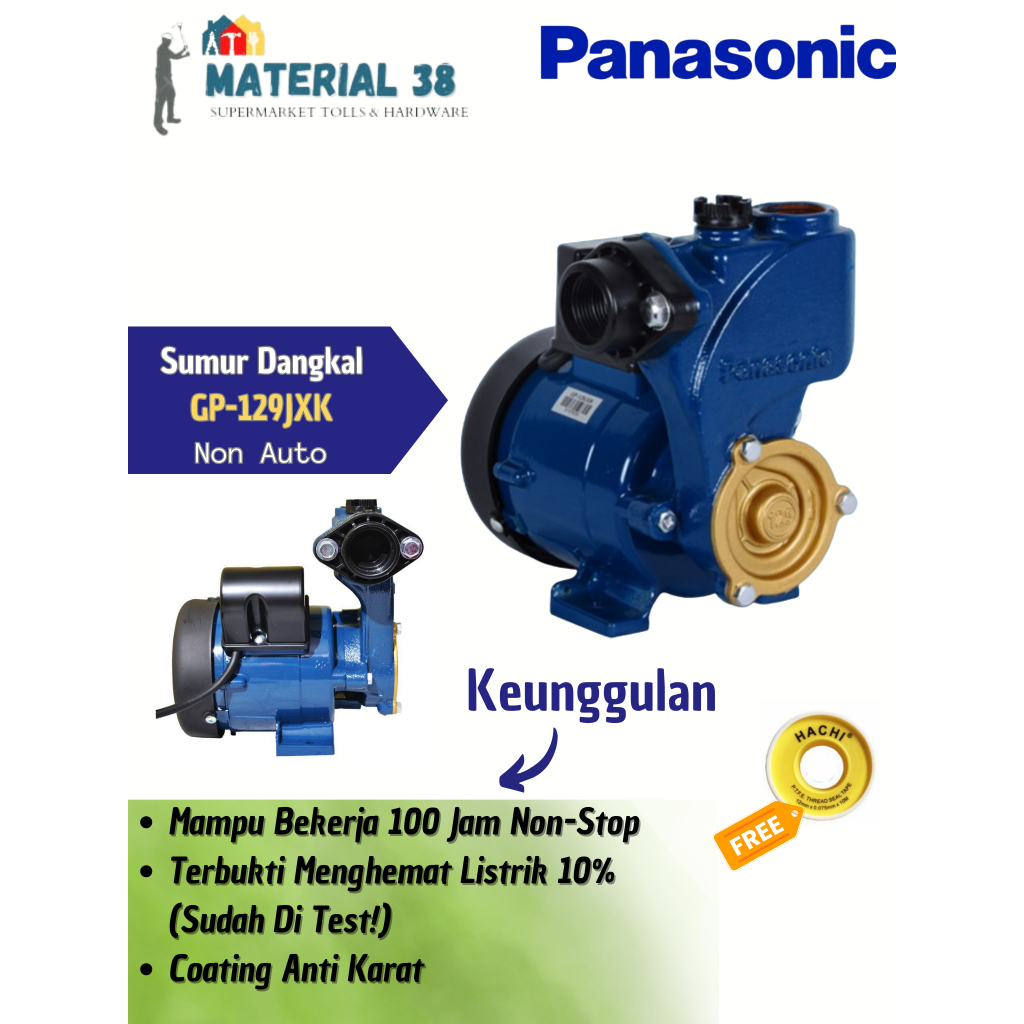 Pompa Air Panasonic Sumur Dangkal GP-129JXK ( Manual ) / GP129JXK / GP 129JXK