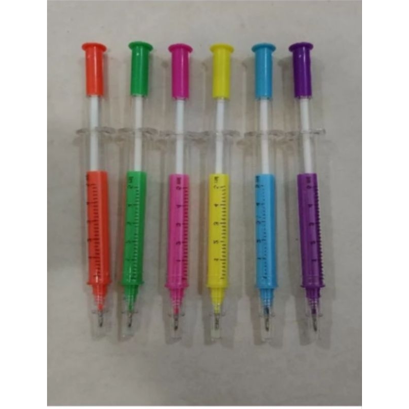 

(Paket 3Pcs) Pena Pulpen Suntik 2 In 1 Highlight & Tinta Biasa