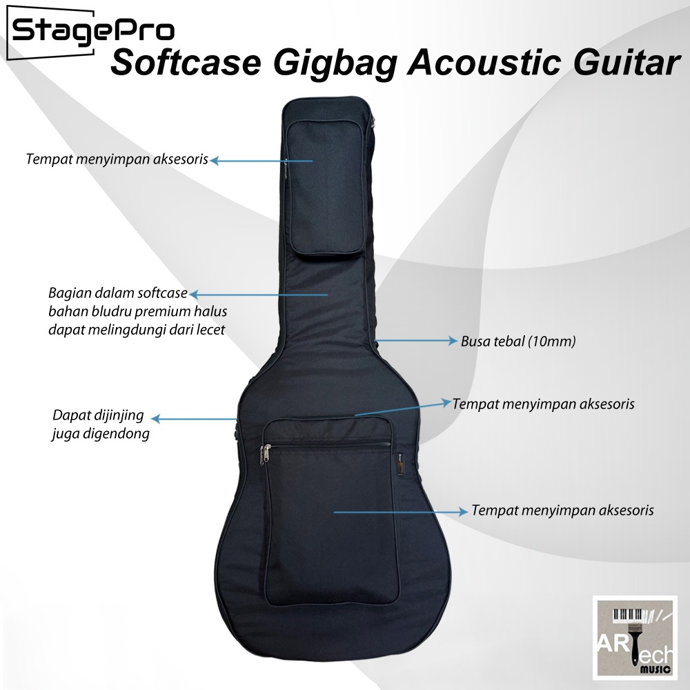 StagePro Softcase Gigbag Gitar Akustik Premium / Tas Gitar Akustik