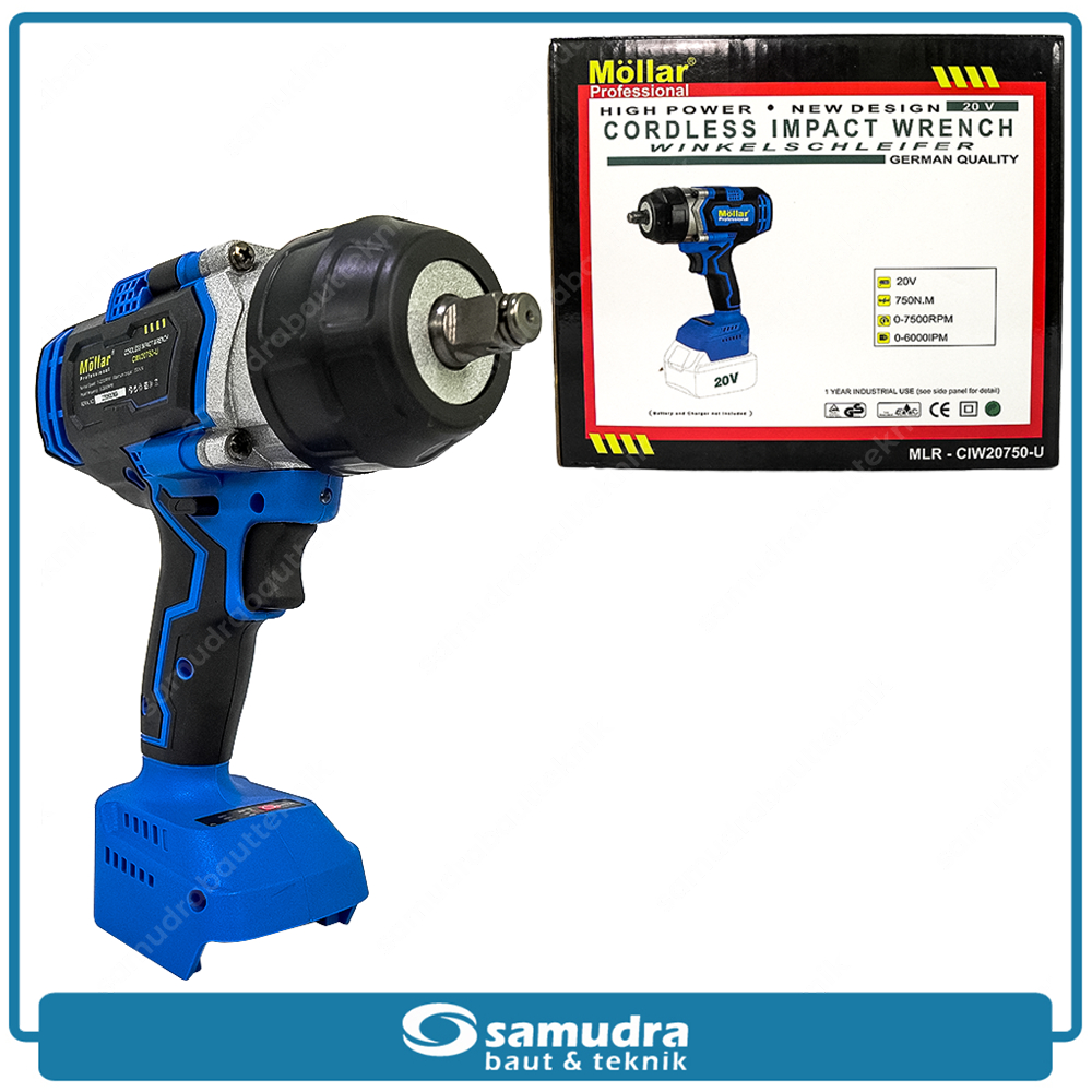 Cordless Impact Wrench Unit Only MOLLAR CIW20750-U Mesin Bor Baterai