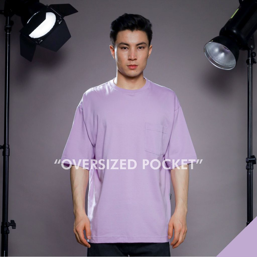 REASER Oversize Pocket Tees Kaos Polos Saku - Lilac Basic