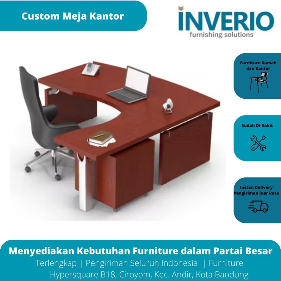 Custom Meja Kerja L Shape Inverio