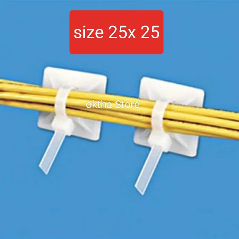 Klem kabel tempel double tape / klip kabel dobel tip - 25x25