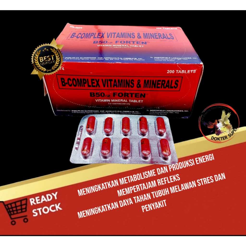 B50 FORTEN-Tablet B Complex Vitamin dan Mineral Ayam-per 1 strip