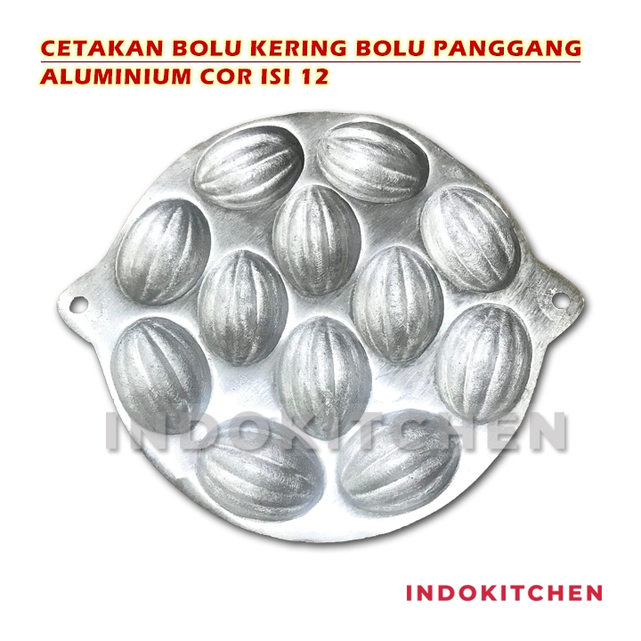 Cetakan Bolu Kering 12 Lubang Aluminium Cor Tebal Bolu Panggang Klemben Roti Telur Bolu Belimbing Ku