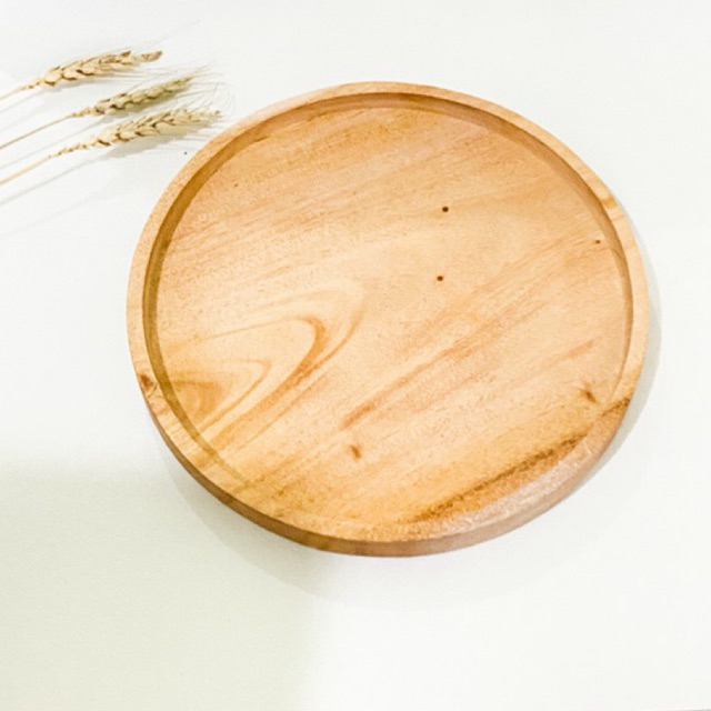 nampan kayu bulat diameter 25cm - baki bulat - nampan hantaran - nampan kayu