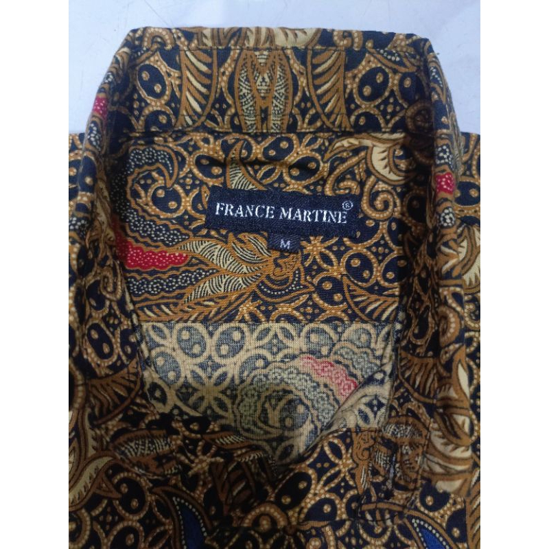 kemeja batik polisi langka FRANCE MARTINE UK M P72 LD46