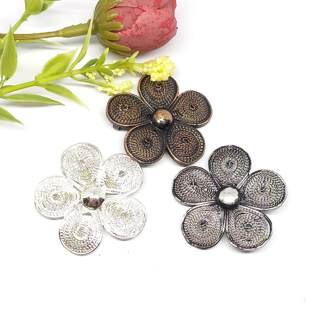 Bros Filigree Kebaya Jilbab Handmade Tembaga Krom Perak Asli Kotagede ID008