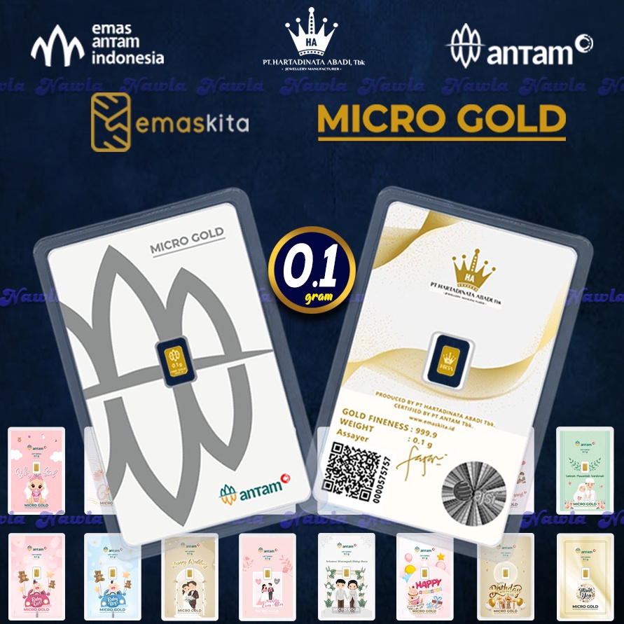 12.12 Promo Brand Antam 0.1 gram Micro Gold Premium Emas Murni 24 Karat Hartadinata x Antam Logam Mu