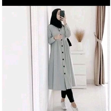 Tunik neda full kancing depan polos